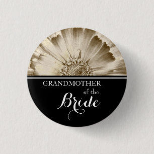 Macaron Rond 2,50 Cm Grand-mère de la mariée Mariage Gold Daisy