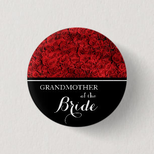 Macaron Rond 2,50 Cm Grand-mère de la mariée Mariage Red Roses