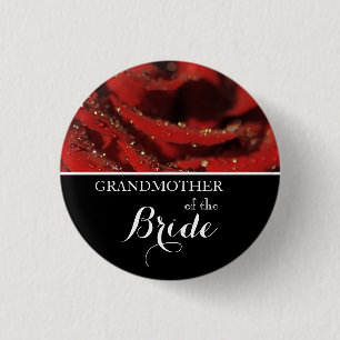 Macaron Rond 2,50 Cm Grand-mère de la mariée Mariage Rouge Roses Bouton