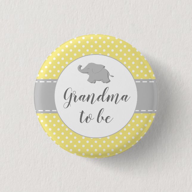 Macaron Rond 2,50 Cm Grand-mère du Baby shower jaune éléphant (Devant)