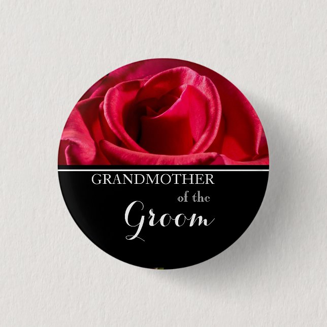 Macaron Rond 2,50 Cm Grand-mère du Mariage Groom Red Roses (Devant)