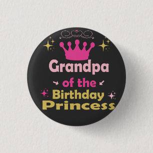 Macaron Rond 2,50 Cm Grand-Père Du T-Shirt Princesse Anniversaire