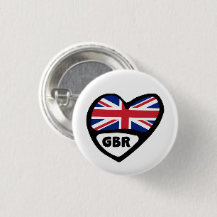Macaron Rond 2,50 Cm Grande-Bretagne Code Pays Drapeau Insigne Coeur, G