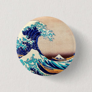 Macaron Rond 2,50 Cm Grande vague au large de Kanagawa Hokusai Japonais