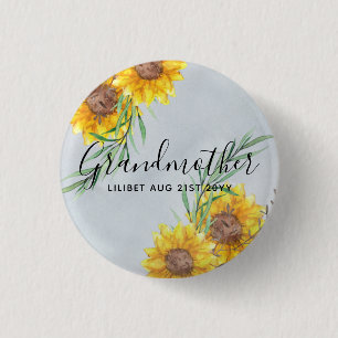 Macaron Rond 2,50 Cm GRANDMA Gifts - Sunflower Themed Personalized