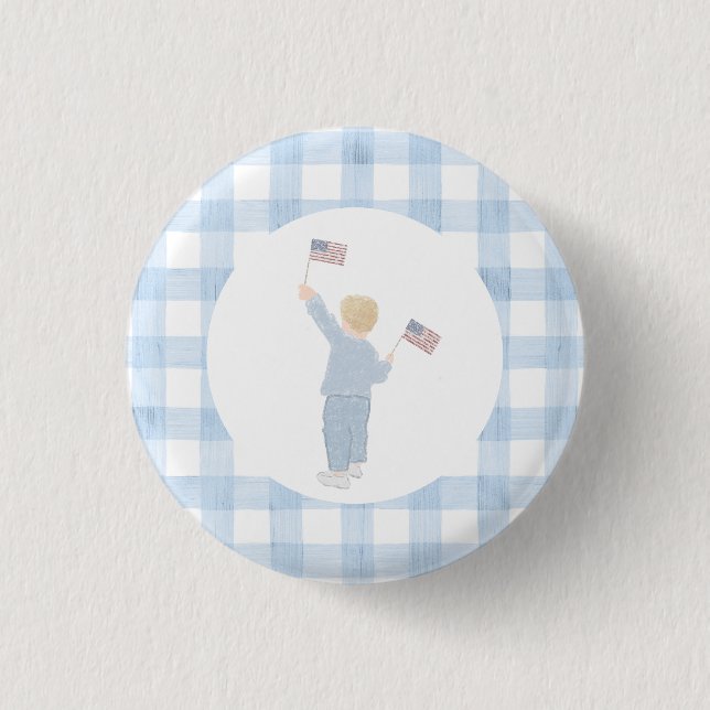Macaron Rond 2,50 Cm Grandmillennial All American Boy Paper Plate (Devant)
