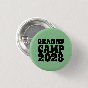 Macaron Rond 2,50 Cm Granny Camp Retro Texte vert