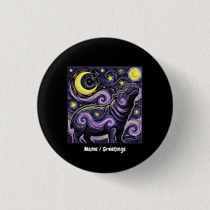 Macaron Rond 2,50 Cm Graphisme de l'Hippopotame Artistique Tourbillonna