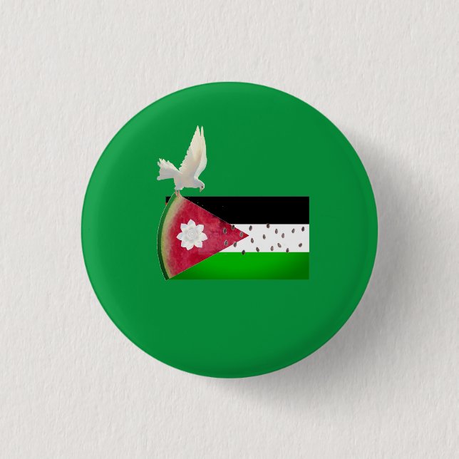 Macaron Rond 2,50 Cm Green Free Palestine Watermelon Designs (Devant)