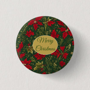 Macaron Rond 2,50 Cm Green Red Gold, Holly et Amaryllis Noël