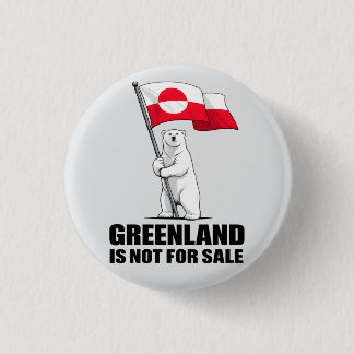 Macaron Rond 2,50 Cm Greenland Is Not for Sale Polar Bear With Flag