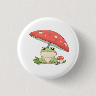 Macaron Rond 2,50 Cm Grenouille de jour de pluie sous champignon design