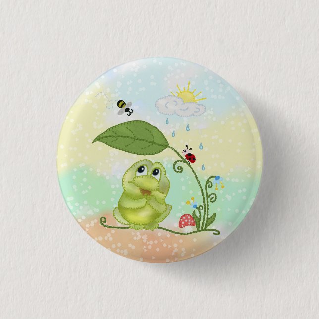 Macaron Rond 2,50 Cm Grenouille d'été (Devant)