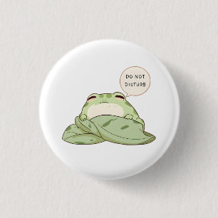 Macaron Rond 2,50 Cm Grenouille mignonne en mode Ne Pas Déranger