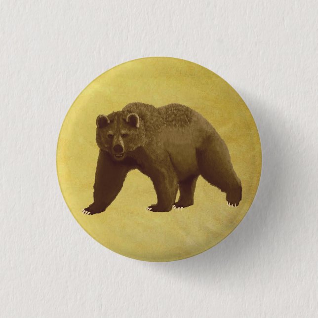 Macaron Rond 2,50 Cm Grizzly Bear (Devant)