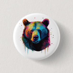 Macaron Rond 2,50 Cm Grizzly Oear Amateurs Pop Art Big Grizzly Ours