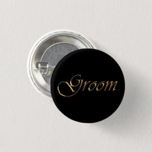 Macaron Rond 2,50 Cm Groom, écriture or élégante calligraphie éping