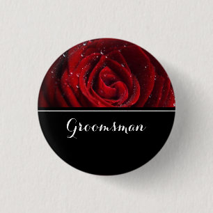 Macaron Rond 2,50 Cm Groomsman Mariage Red Roses