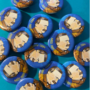 Macaron Rond 2,50 Cm Grover Cleveland et Pin moyen