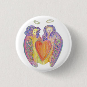 Macaron Rond 2,50 Cm Guardian Angel Love Hearts Lapel Button Pins