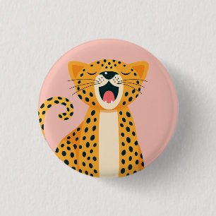 Macaron Rond 2,50 Cm Guépard de dessin animé bâillant Safari fantaisist