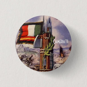 Macaron Rond 2,50 Cm Guerre civile Mussolini Franco de l'Espagne Italie