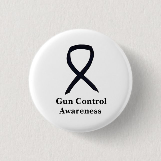 Macaron Rond 2,50 Cm Gun Control Awareness Black Ribbon Button Pin (Devant)