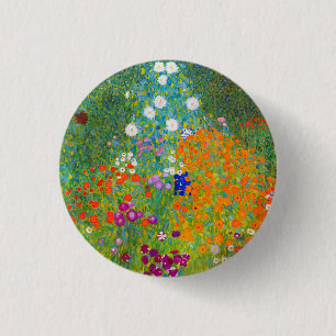 Macaron Rond 2,50 Cm Gustav Klimt Bauerngarten Flower Garden Art