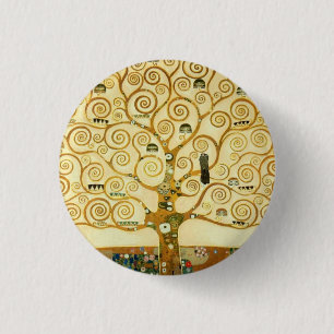 Macaron Rond 2,50 Cm Gustav Klimt L'Arbre De Vie Art Nouveau Vintage
