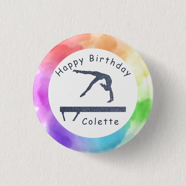 Macaron Rond 2,50 Cm Gymnastique Balayage de l'équilibre d'anniversaire (Devant)