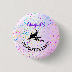 Macaron Rond 2,50 Cm Gymnastique Couleur et Étoiles partout