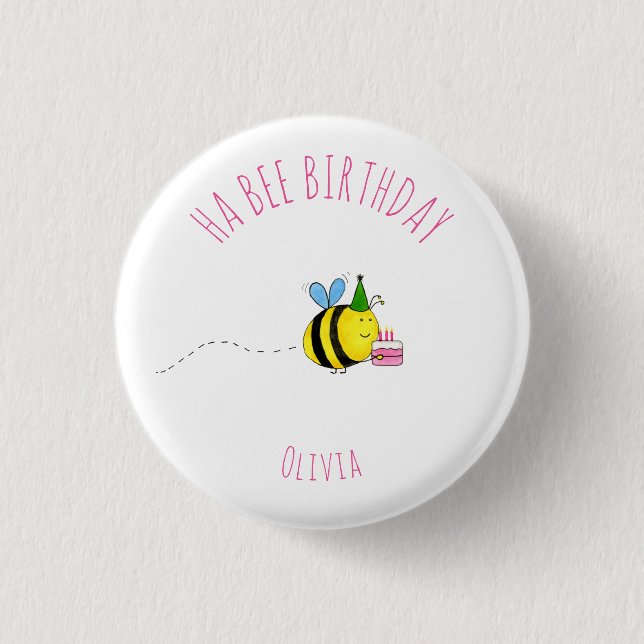 Macaron Rond 2,50 Cm Ha Bee Girls Anniversaire (Devant)
