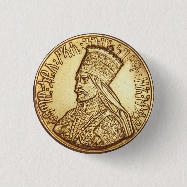 Macaron Rond 2,50 Cm Haile Selassie Empire d'Ethiopie Rastafari Button (Devant)