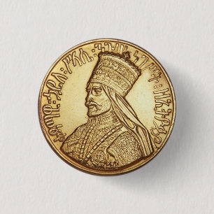 Macaron Rond 2,50 Cm Haile Selassie Empire d'Ethiopie Rastafari Button