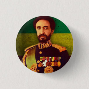 Macaron Rond 2,50 Cm Haile Selassie Empire d'Ethiopie Rastafari Button