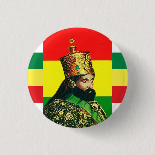 Macaron Rond 2,50 Cm Haile Selassie I Jah Rastafari Rasta Racines De Re