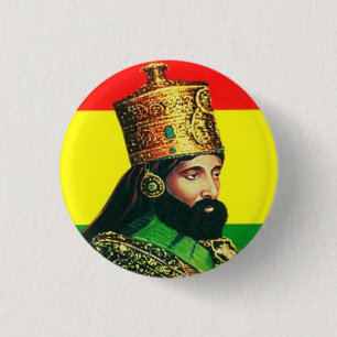 Macaron Rond 2,50 Cm Haile Selassie I Jah Rastafari Reggae Rasta Button