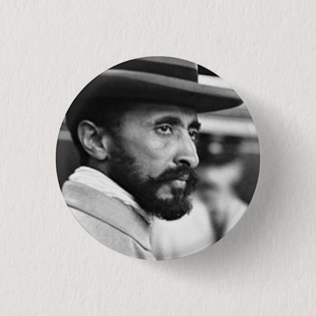Macaron Rond 2,50 Cm Haile Selassie - Jah - Messie - Bouton Rastafari (Devant)