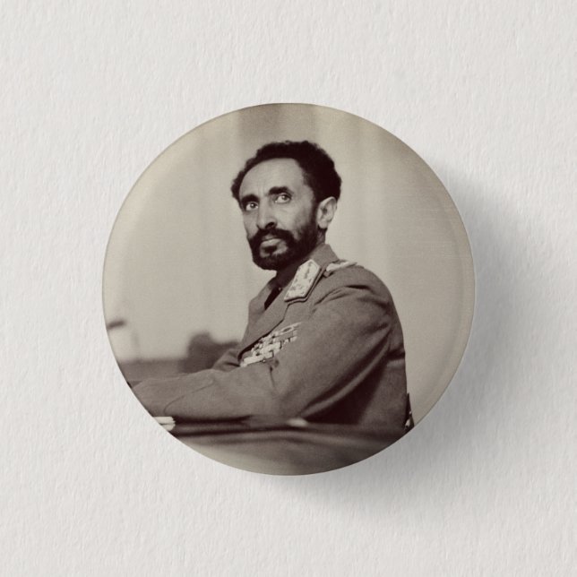 Macaron Rond 2,50 Cm Haile Selassie - Jah - Messie - Bouton Rastafari (Devant)