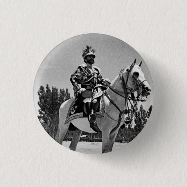 Macaron Rond 2,50 Cm Haile Selassie - Jah - Messie - Bouton Rastafari (Devant)