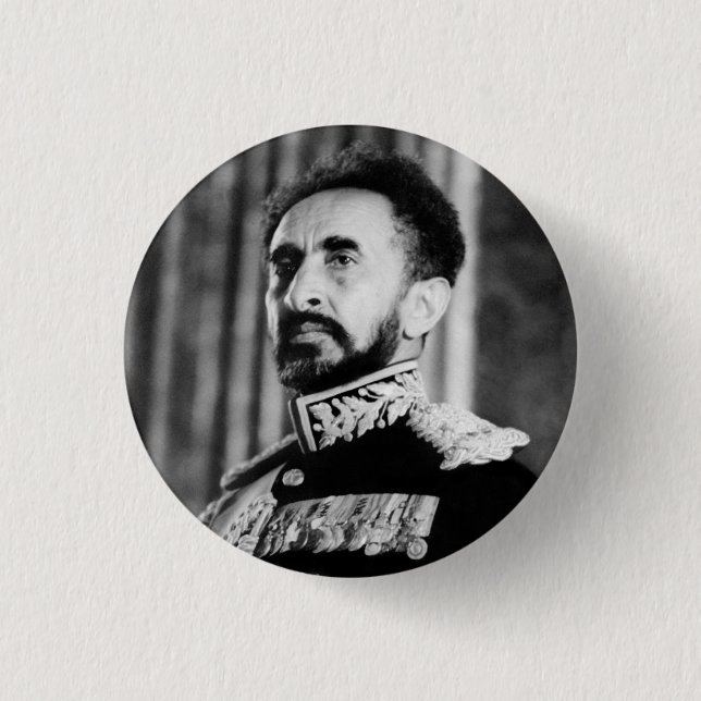 Macaron Rond 2,50 Cm Haile Selassie - Jah - Messie - Bouton Rastafari (Devant)