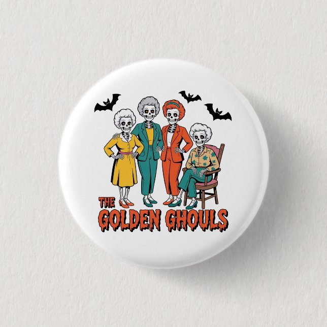 Macaron Rond 2,50 Cm Halloween des filles des Gouls d'or (Devant)
