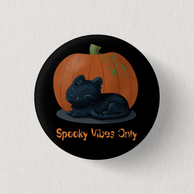 Macaron Rond 2,50 Cm Halloween éffrayante Vibes Chat (Devant)