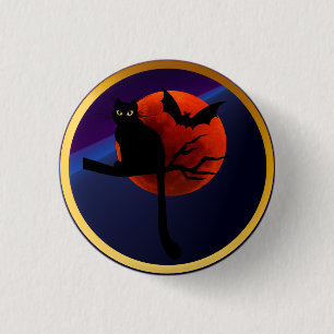 Macaron Rond 2,50 Cm Halloween Kitty n' Bat