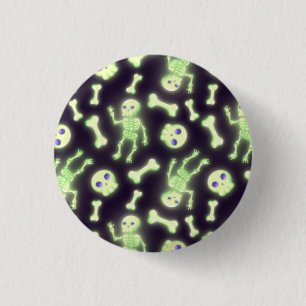 Macaron Rond 2,50 Cm Halloween mignon Éffrayant brillant squelette os c