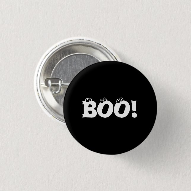 Macaron Rond 2,50 Cm Halloween Scary Boo! yeux noir blanc (Devant & derrière)