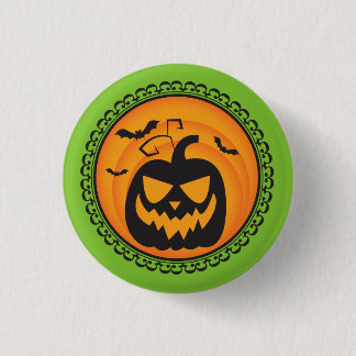 Macaron Rond 2,50 Cm Halloween silhouette l'insigne de citrouille
