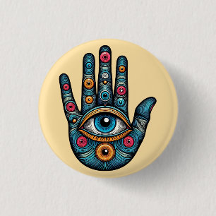 Macaron Rond 2,50 Cm Hamsa Main avec illustration d'art visuel