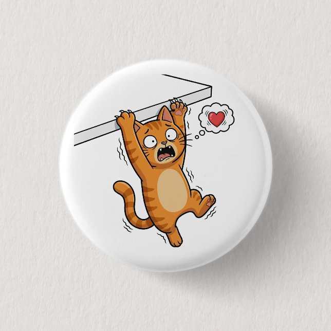 Macaron Rond 2,50 Cm Hanging Cat Panic Button (Devant)
