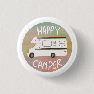 Macaron Rond 2,50 Cm Happy Camper Rainbow RV Sunset Motorhome RV
